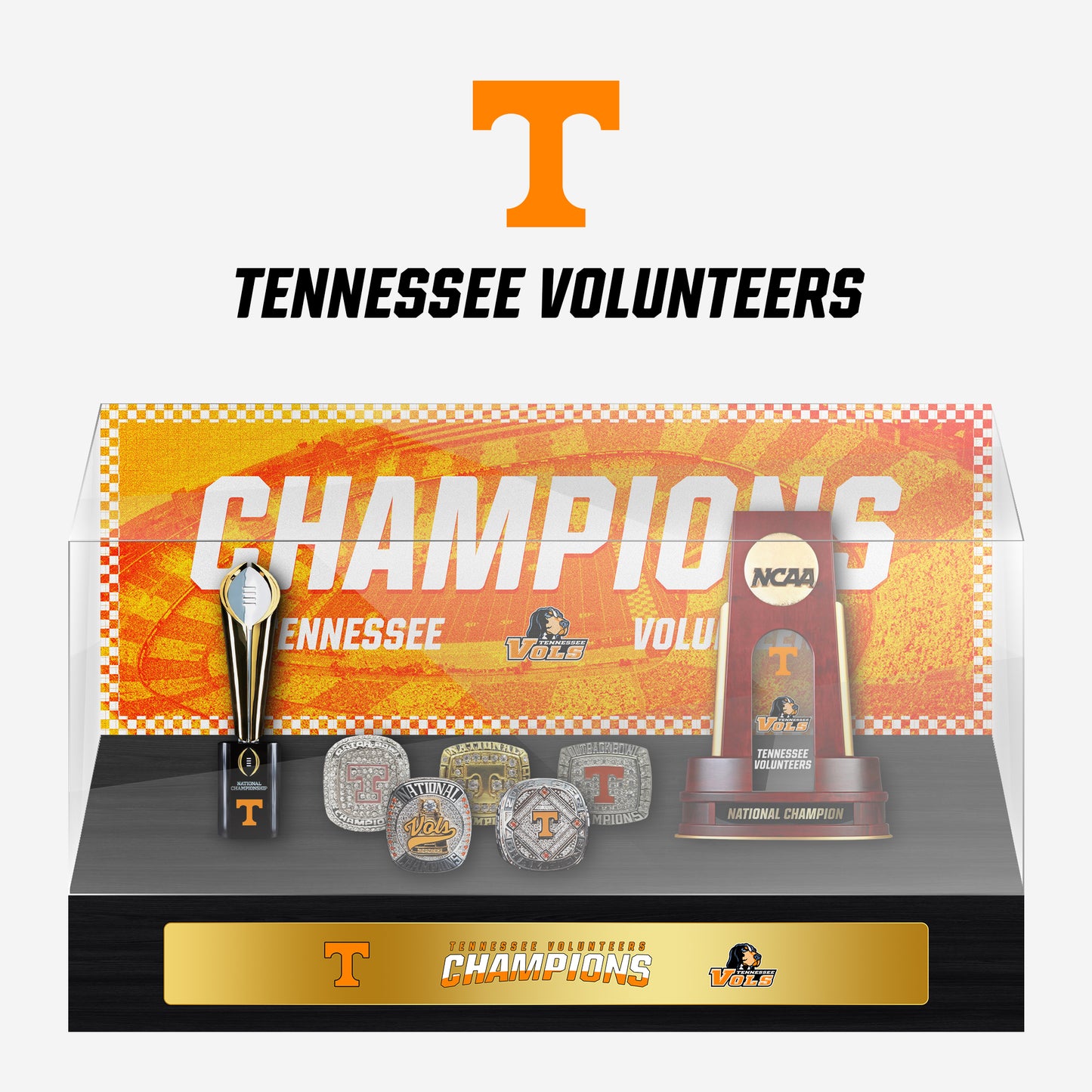 【2+5】Tennessee Volunteers Championship Trophy Ring Display Case