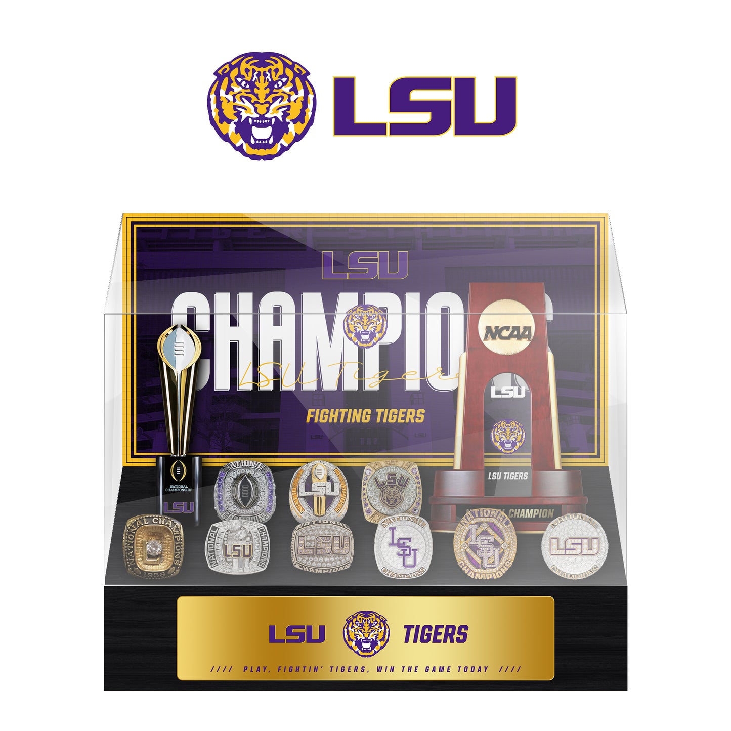 【2+9】LSU Tigers Championship Trophy Ring Display Case