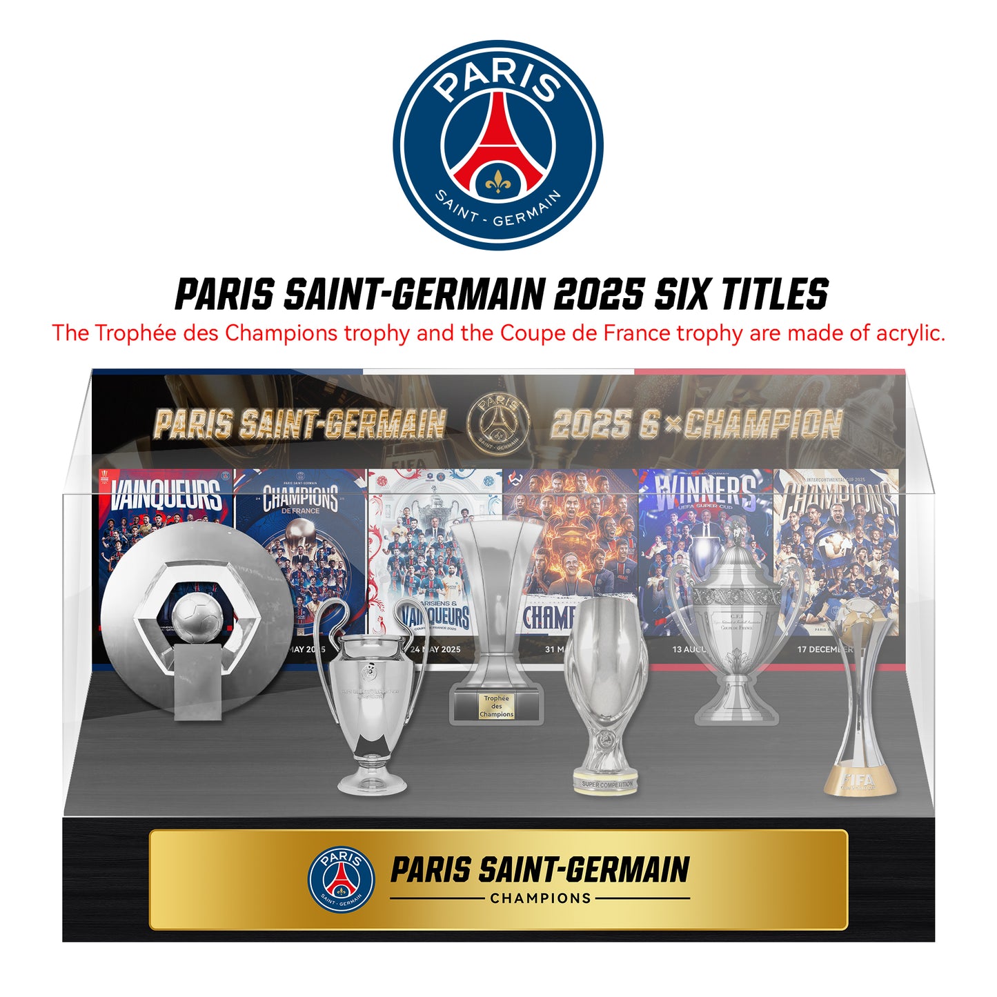 2025 Paris Saint-Germain 6× Champions Trophy Display Case
