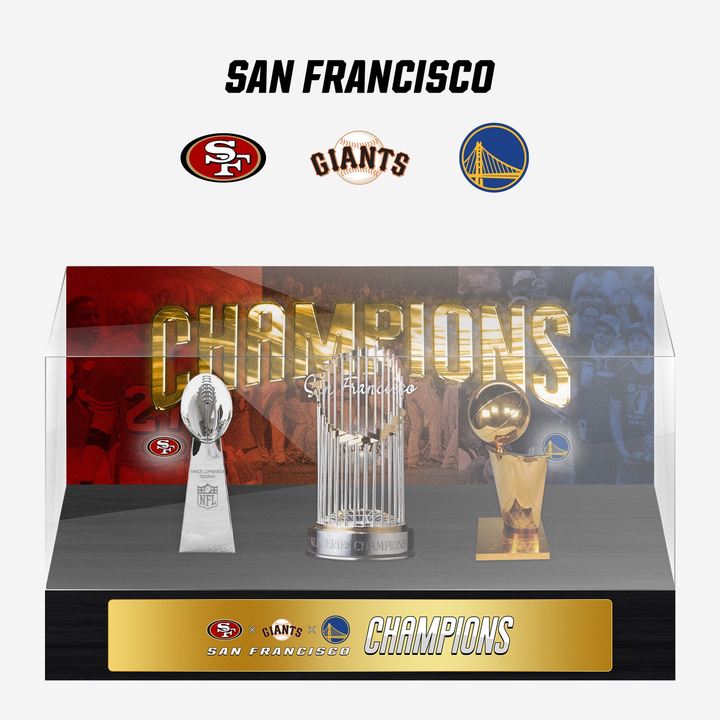 San Francisco Bay Area Championship Trophy and Rings Display Case