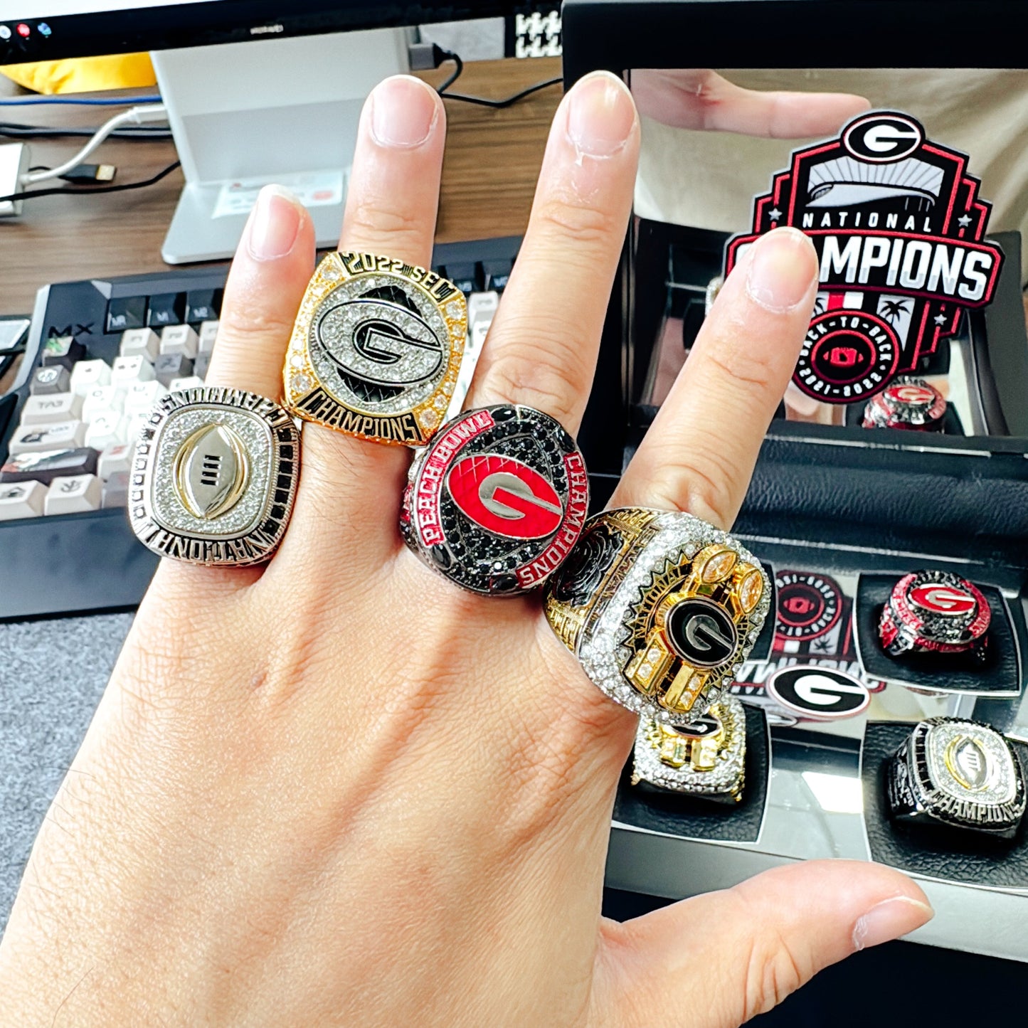 [Premium Series] Georgia Bulldogs 2022 Perfect Season 4 Championship Rings Set