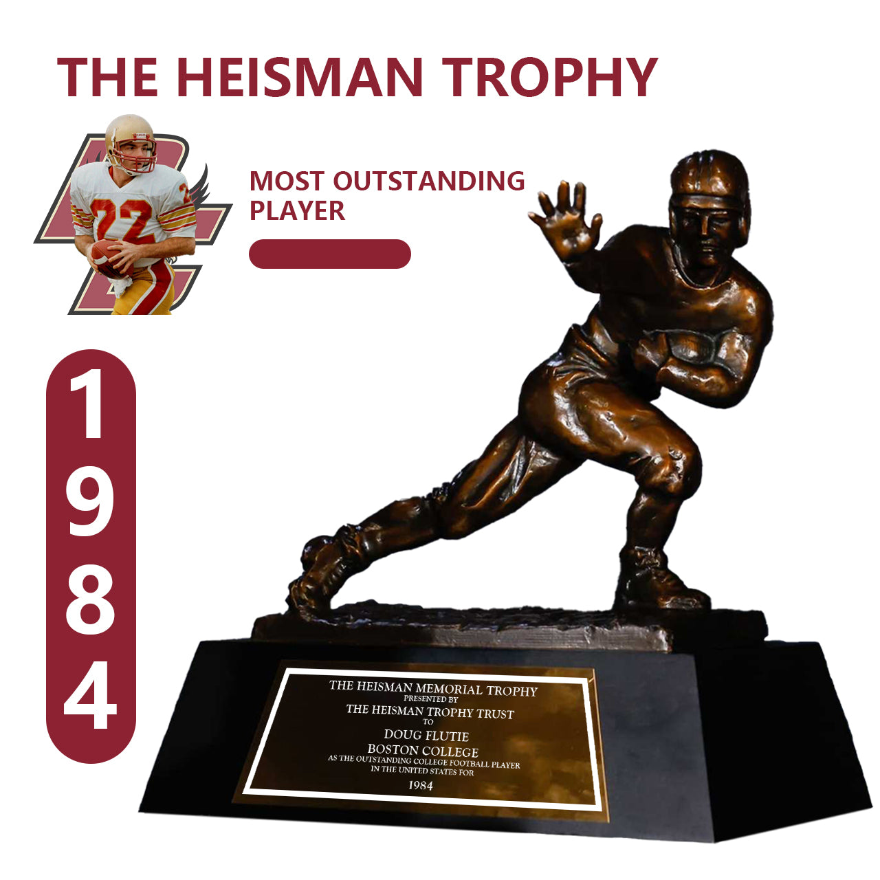 1984 Boston College Eagles Douglas Richard Flutie NCAA Heisman Trophy
