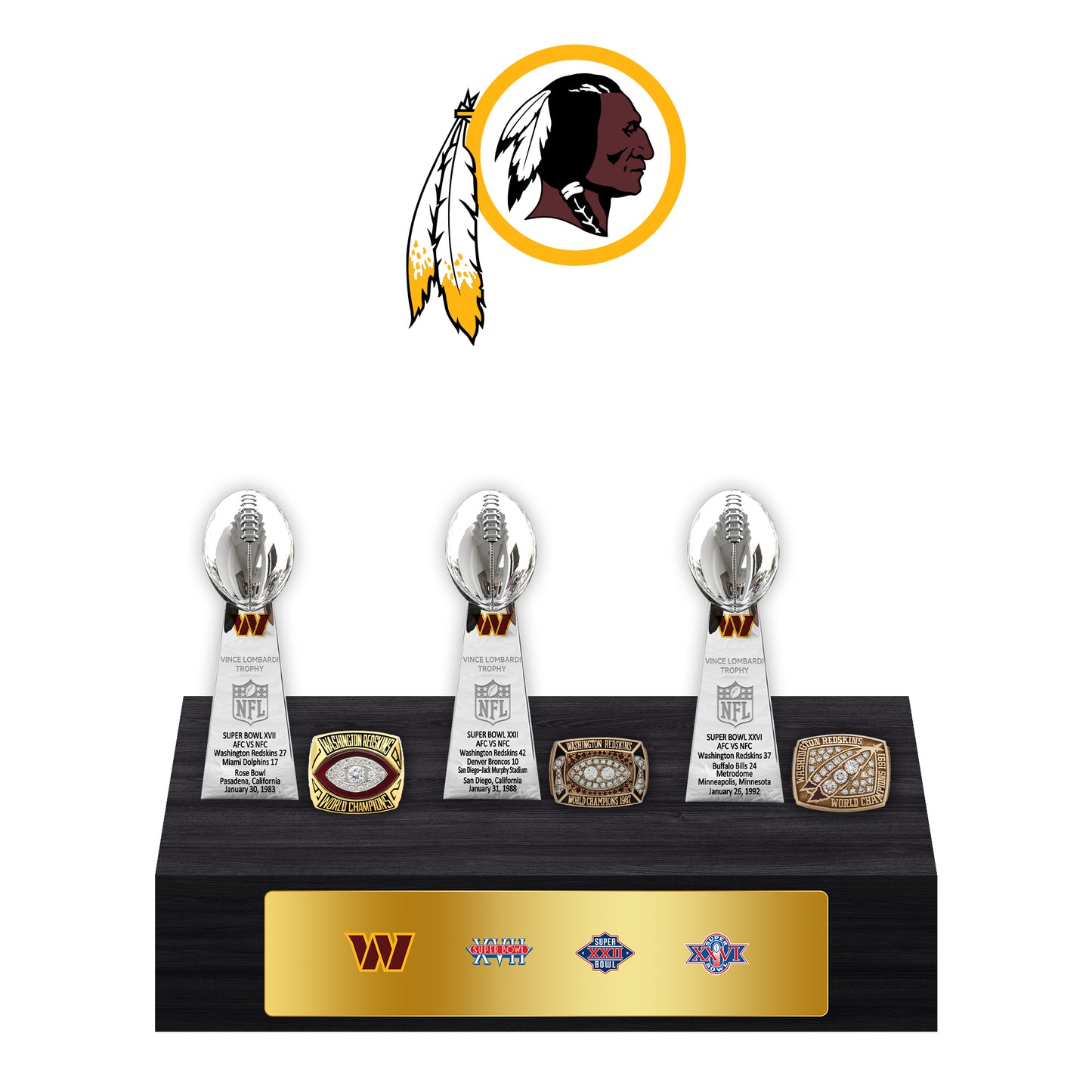 Washington Redskins Trophy Ring Display Case