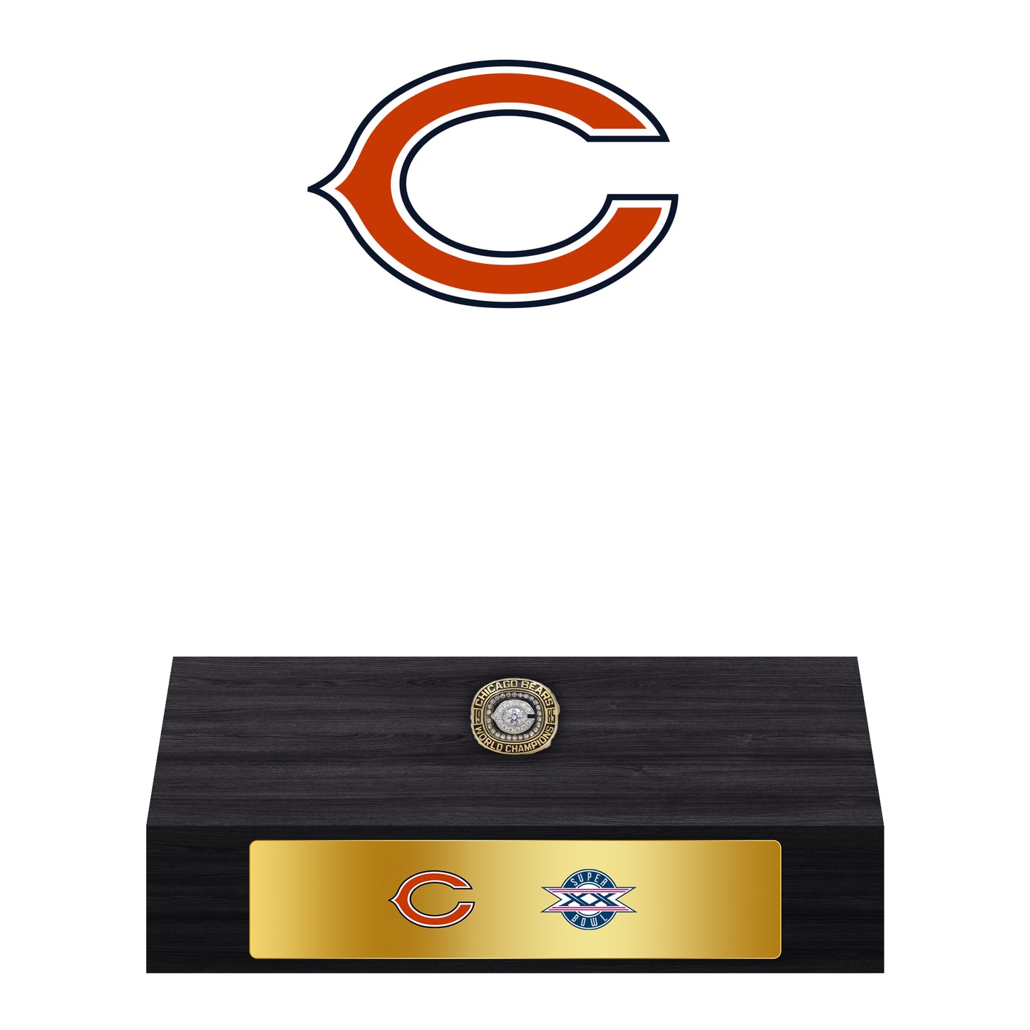 Chicago Bears Super Bowl Championship Trophy Ring Display Case