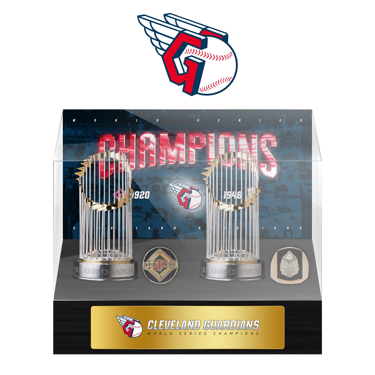 Cleveland Cavaliers MLB World Series Championship Trophy And Ring Display Case