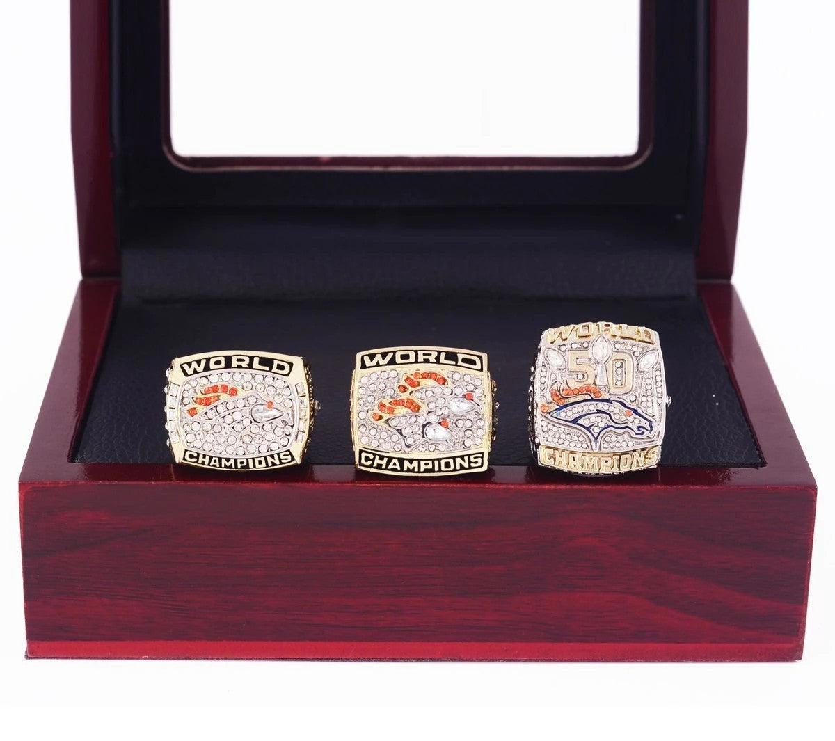 1997/1998/2015 Denver Broncos Super Bowl Championship Rings Set