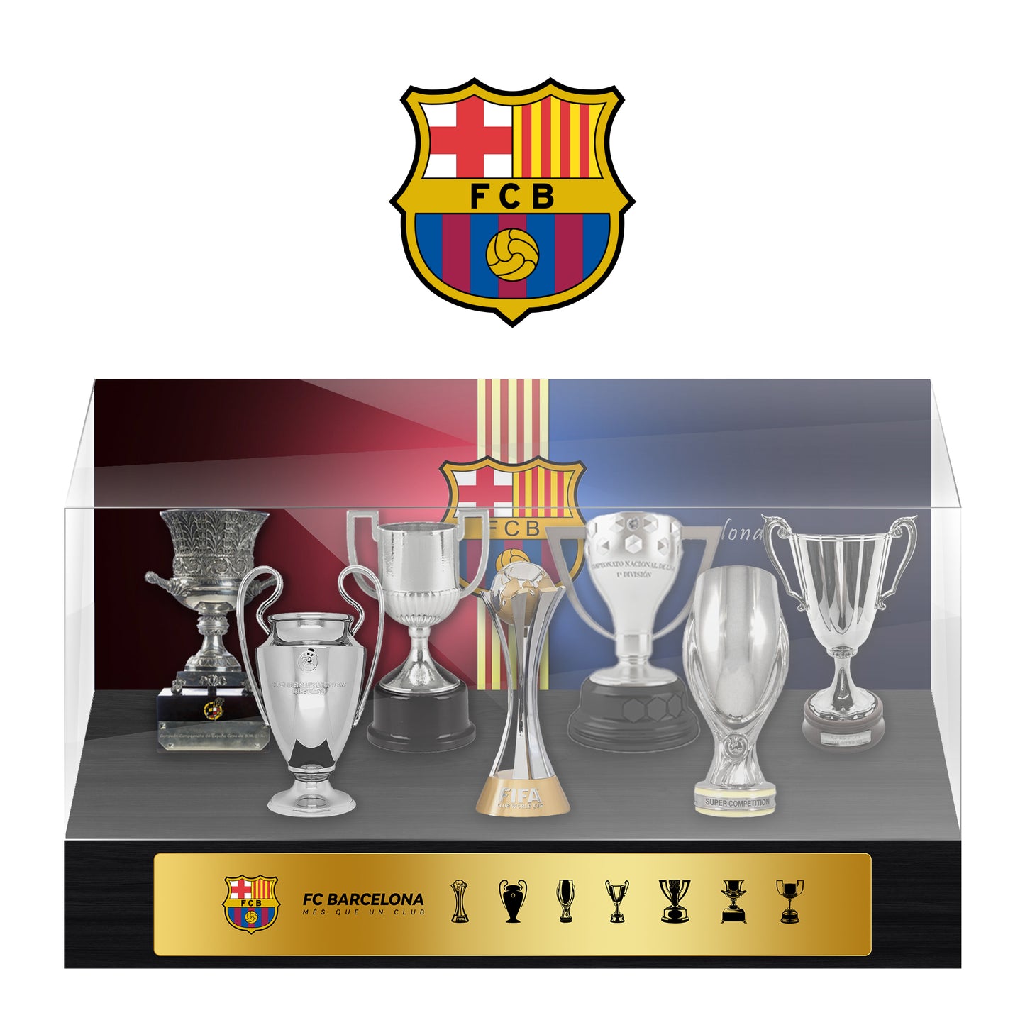 FC Barcelona Football Championship Trophy Display Case