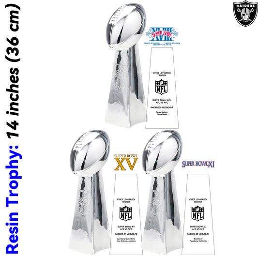Las Vegas Raiders 3 Super Bowl trophies
