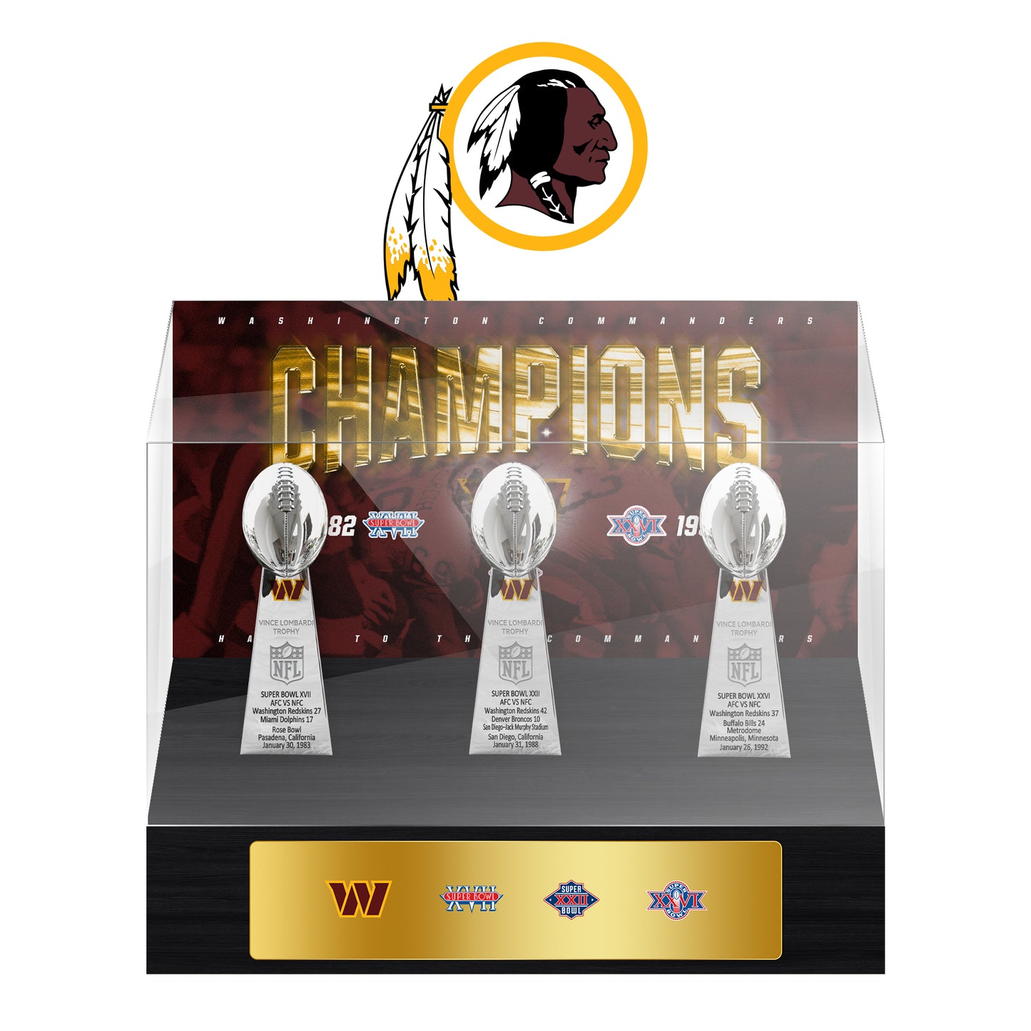 Washington Redskins Trophy Ring Display Case