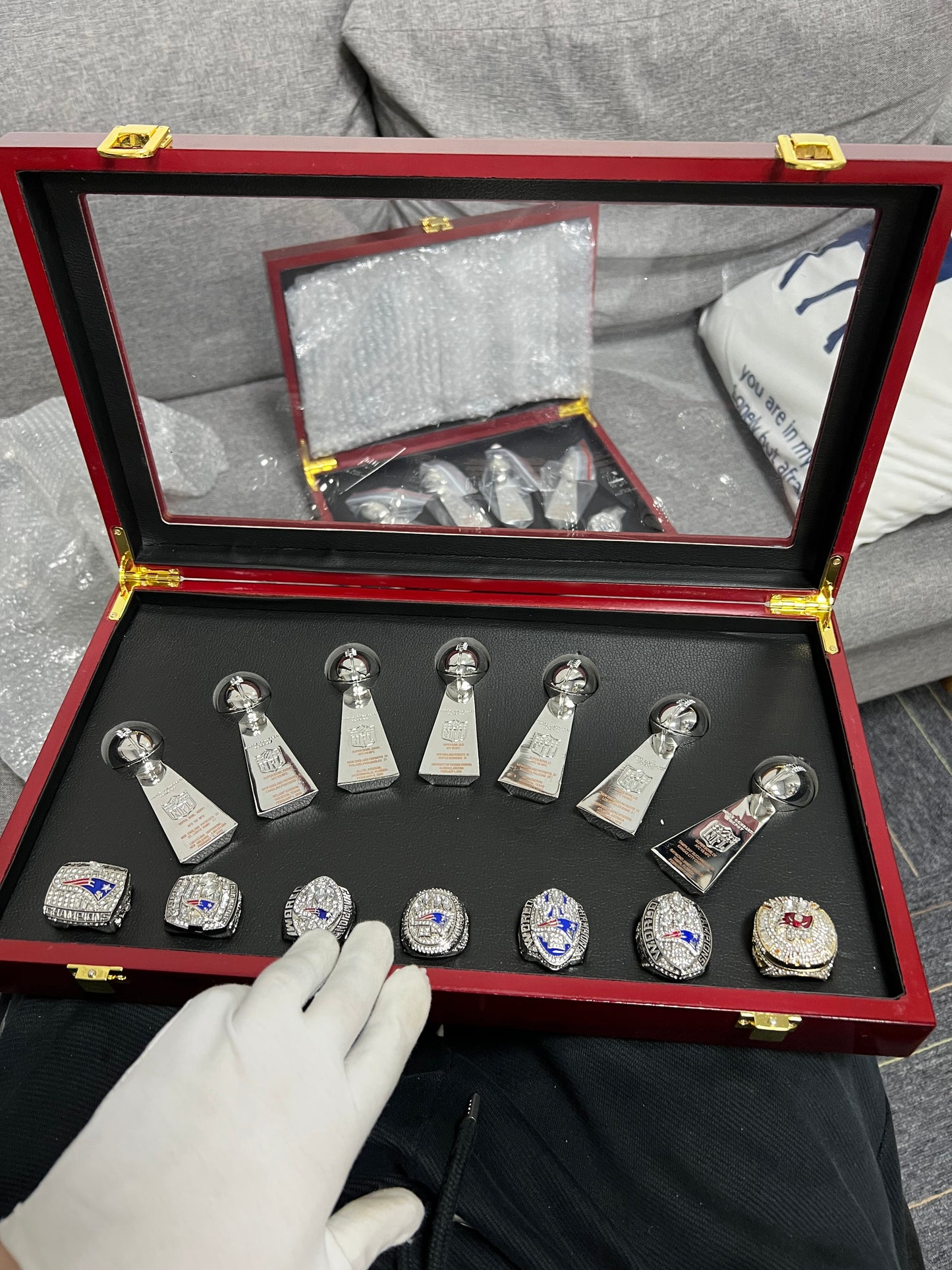 [New England Patriots & Tampa Bay Buccaneers]Tom Brady- 7-pcs championship rings set Goat Tom Brady MVP size11 NFL
