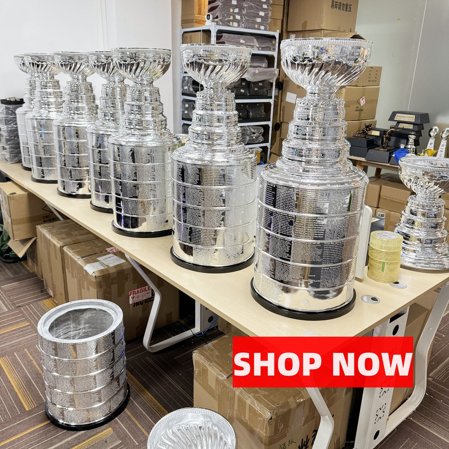 [Resin Version 90cm Height]NHL Stanley Cup Trophy  Full Size With All Champions Engraved