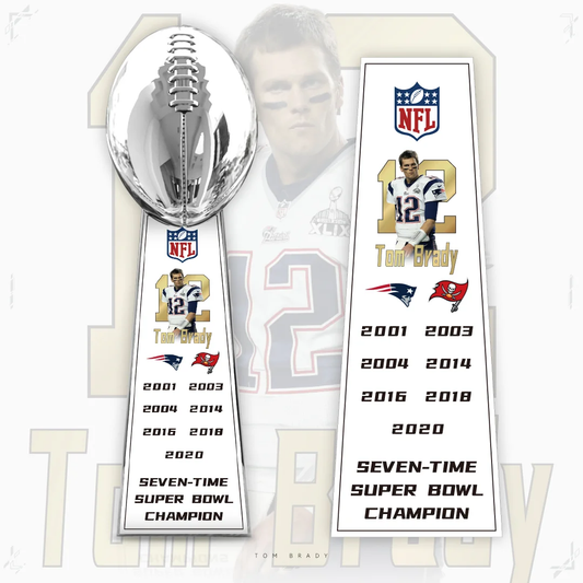 [Tom Brady]- New England Patriots & Tampa Bay Buccaneers Championship Super Bowl NFL Goat MVP Trophy