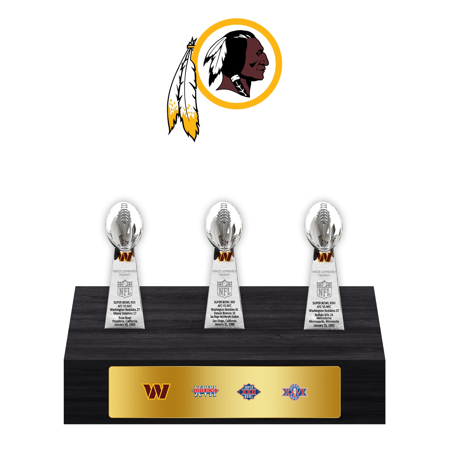 Washington Redskins Trophy Ring Display Case