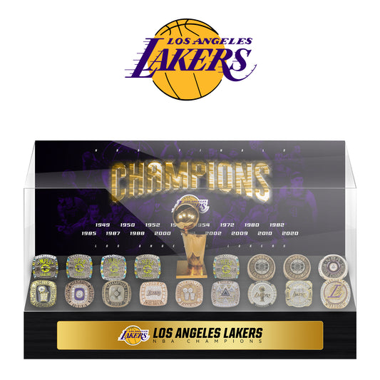 Los Angeles Lakers NBA Trophy And Ring Display Case SET