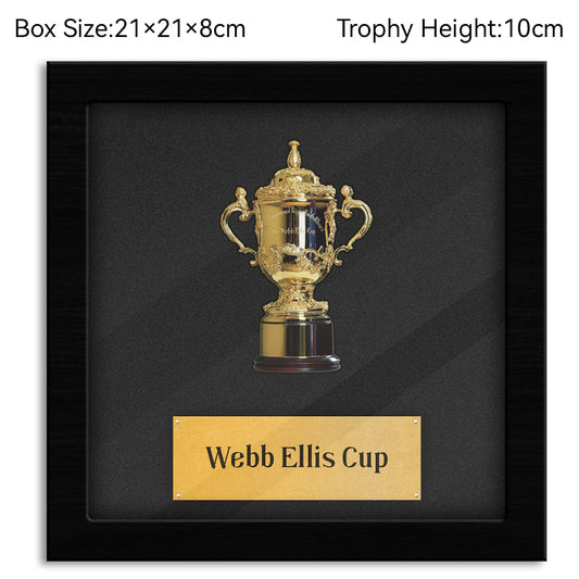 The Webb Ellis Cup Rugby World Cup Champions Trophy Wooden Box 10cm Metal