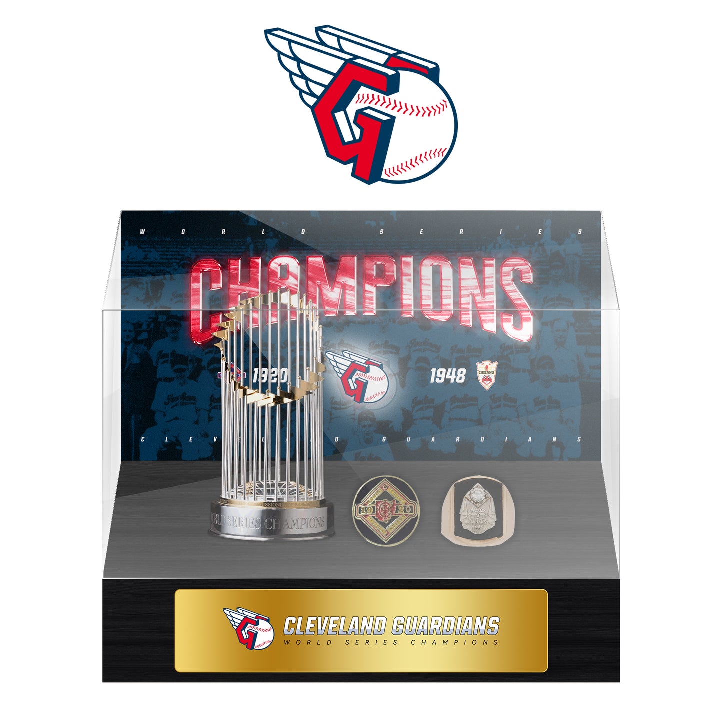 Cleveland Cavaliers MLB World Series Championship Trophy And Ring Display Case