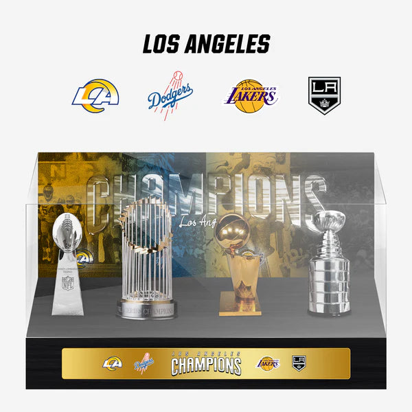 Los Angeles Championship Trophy and Rings Display Case