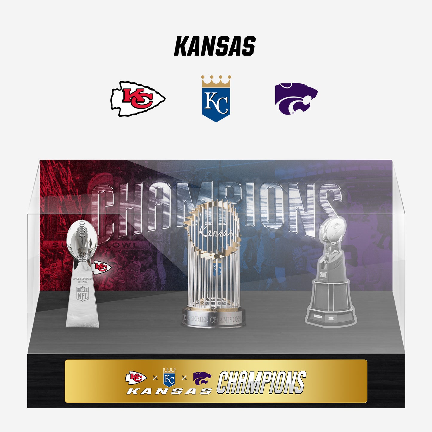 Kansas Championship Trophy and Rings Display Case B