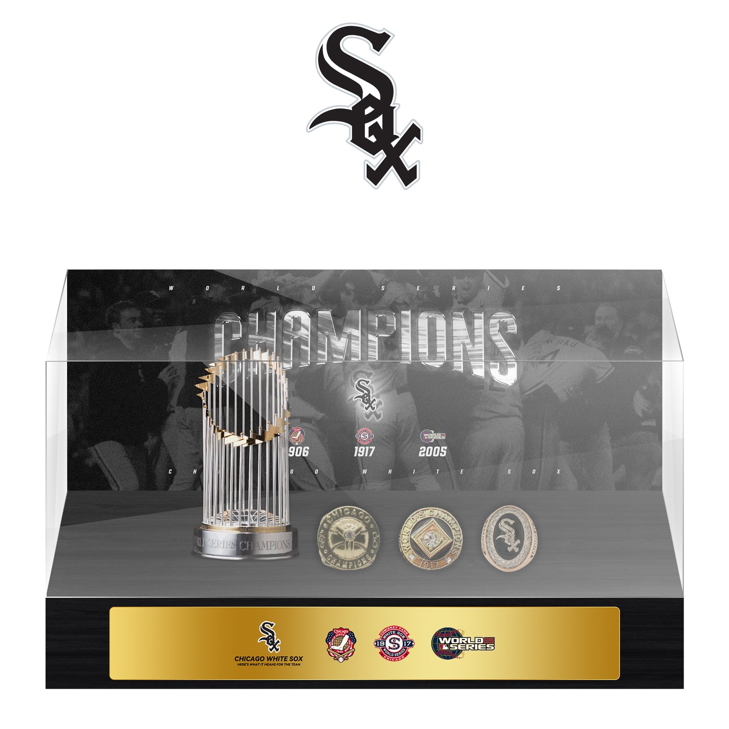 Chicago White Sox MLB World Series Championship Trophy And Ring Display Case