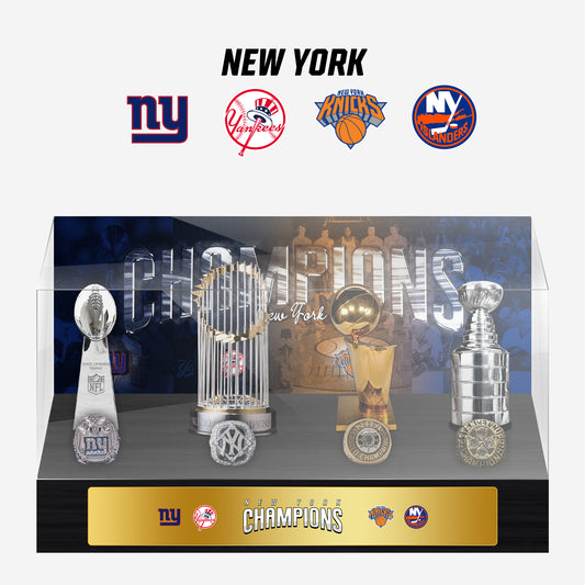 New York Championship Trophy and Rings Display Case B