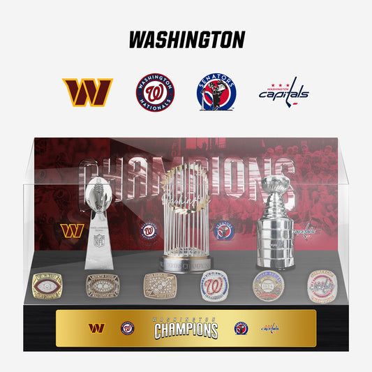 Washington Championship Trophy and Rings Display Case