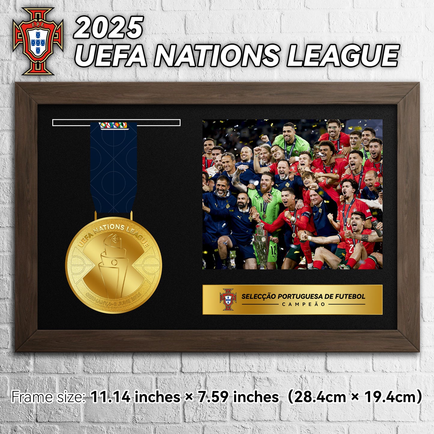 2024 - 25 Portugal Cristiano Ronaldo UEFA Nations League Champions Medal Photo Frame