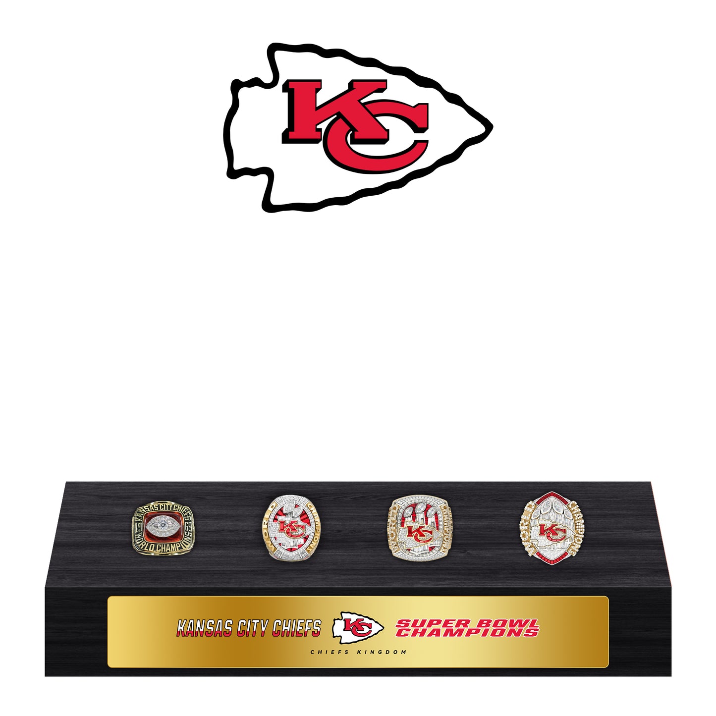 Kansas City Chiefs Super Bowl Championship Trophy Ring Display Case- Official Edition