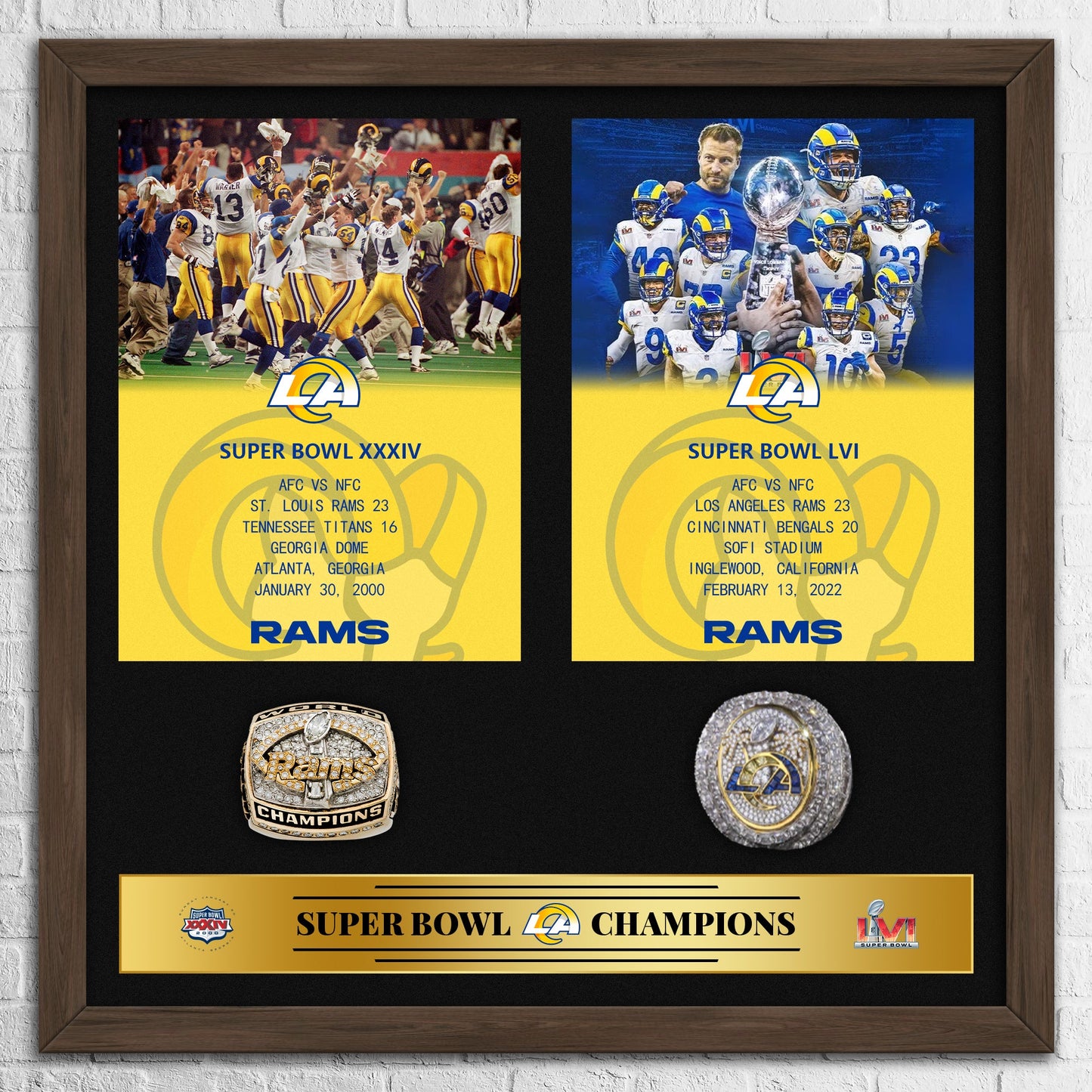 Los Angeles Rams NFL Super Bowl Championship Ring Pendant Frame