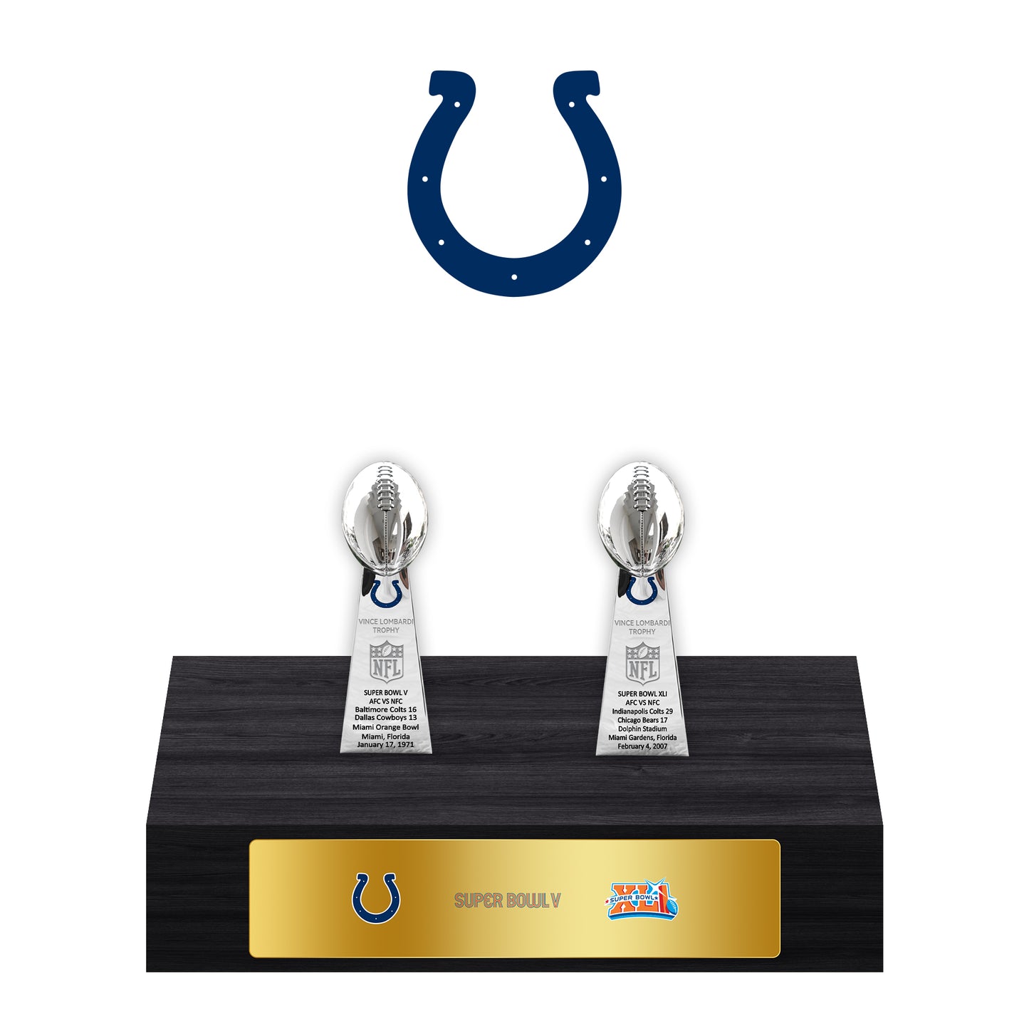 Indianapolis Colts Super Bowl Championship Trophy Ring Display Case