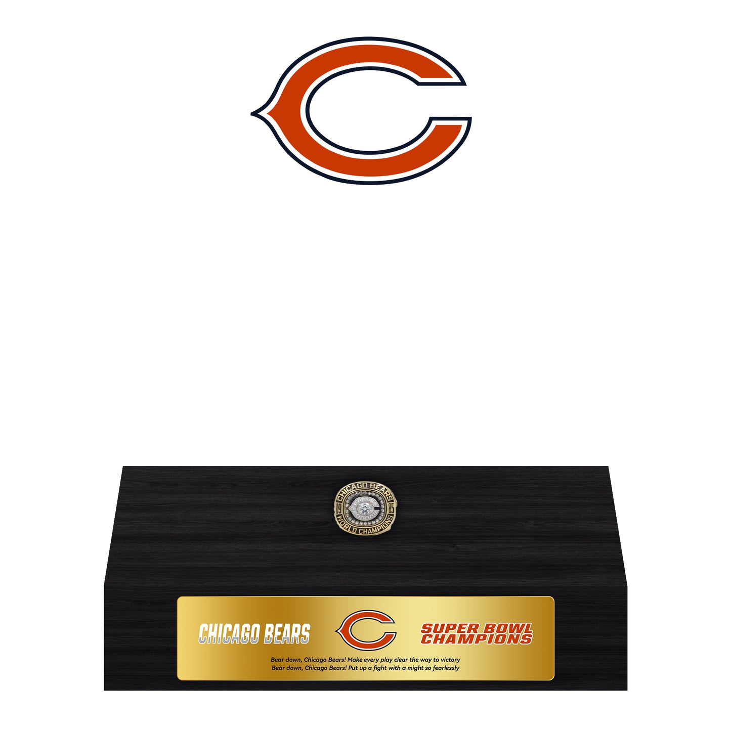 Chicago Bears Super Bowl Championship Trophy Ring Display Case