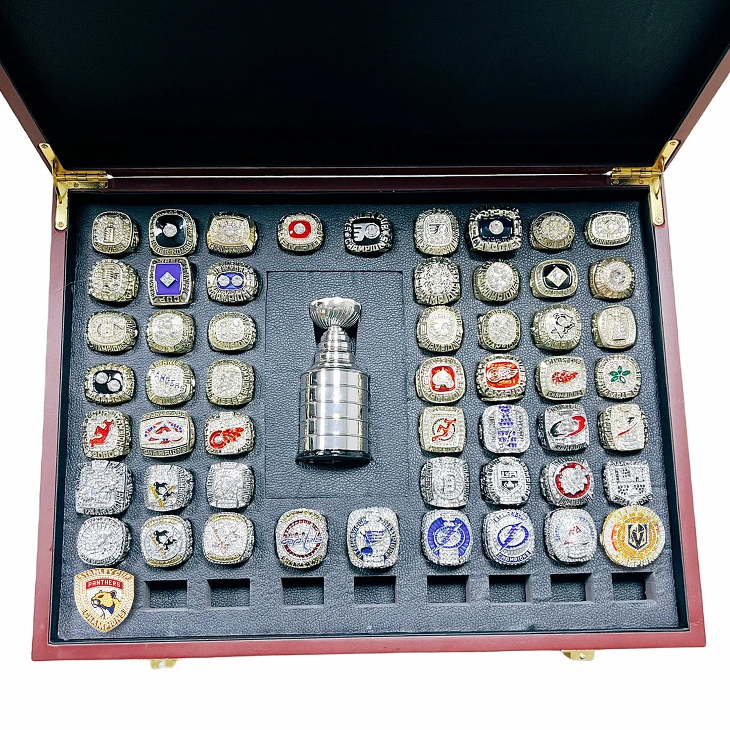 Stanley Cup Championship NHL 54 Rings and Trophy Gift Box (1970-2024 years)