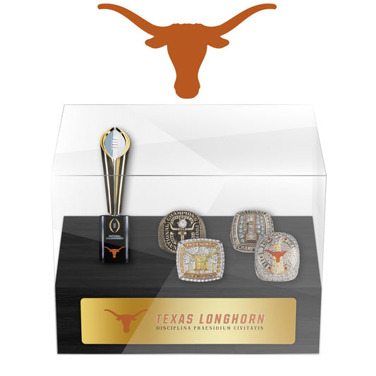 Texas Longhorns College NCAA Football Championship Trophy And Ring Display Case