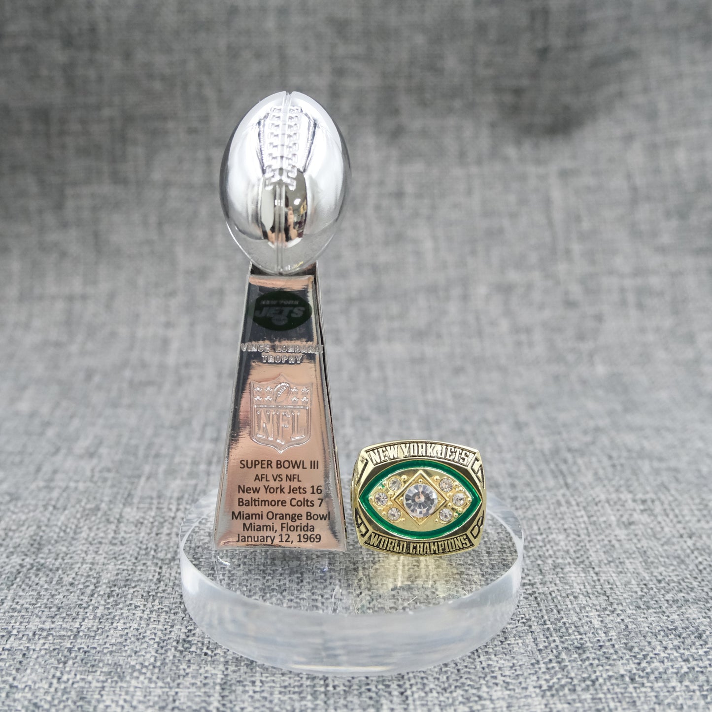 [New York Jets]  Trophy and Ring Set + Box NFL