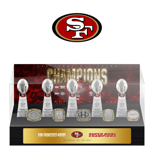 San Francisco 49ers Super Bowl Championship Trophy Ring Display Case