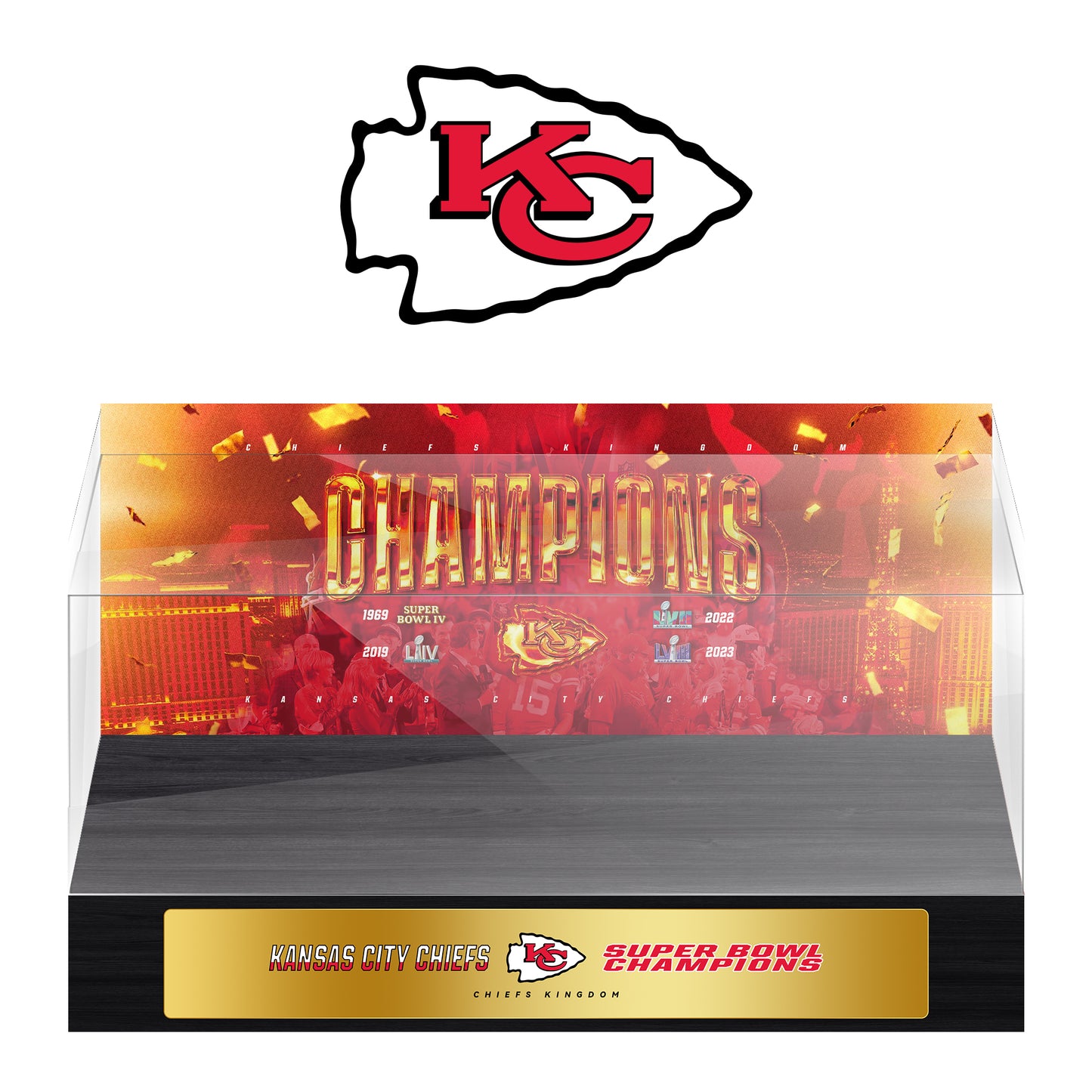 Kansas City Chiefs Super Bowl Championship Trophy Ring Display Case- Official Edition
