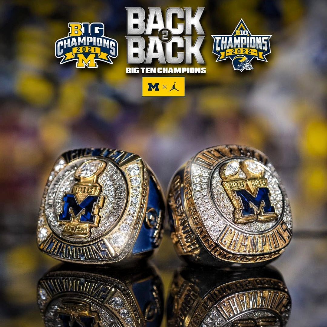 2022 Michigan Wolverines Back To Back Football Big Ten National Team Ring