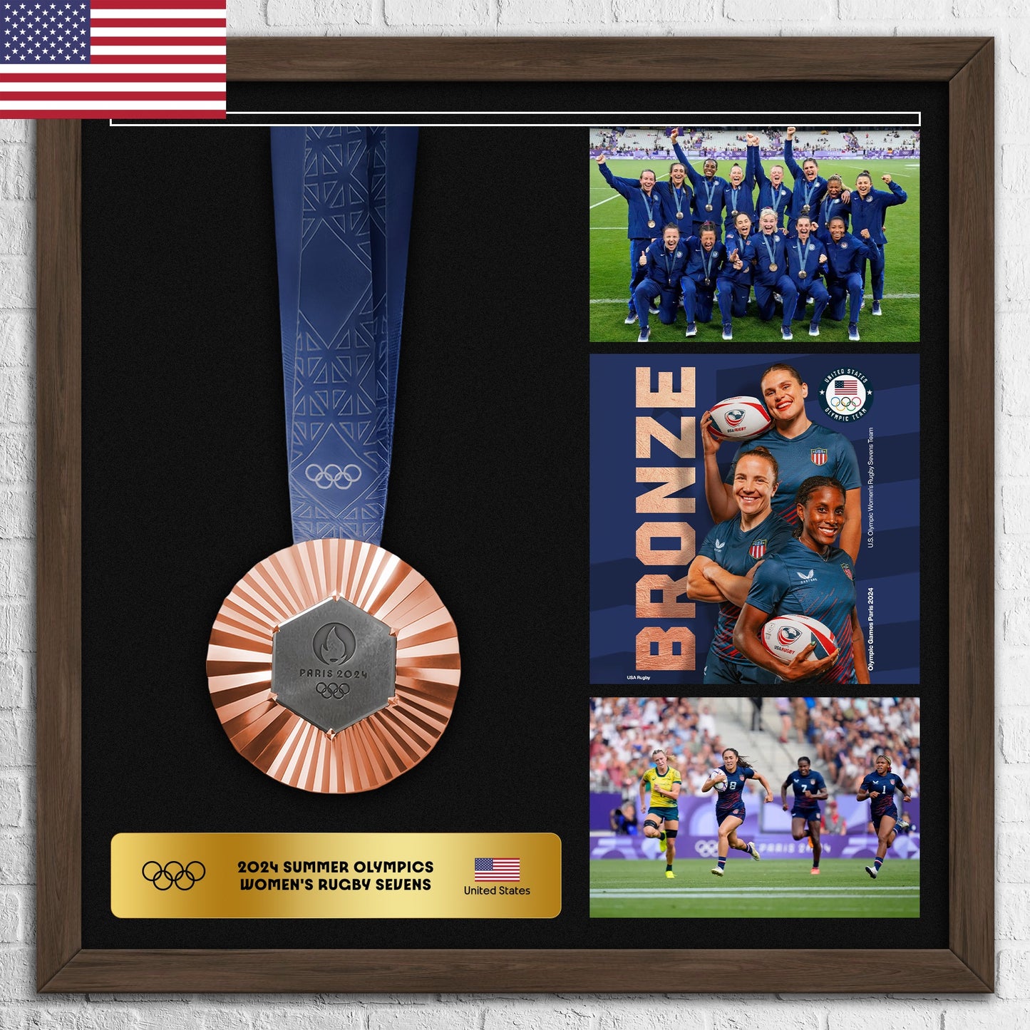 [USA]2024 Paris Olympic Bronze Medal Frame -Women's Rugby Sevens