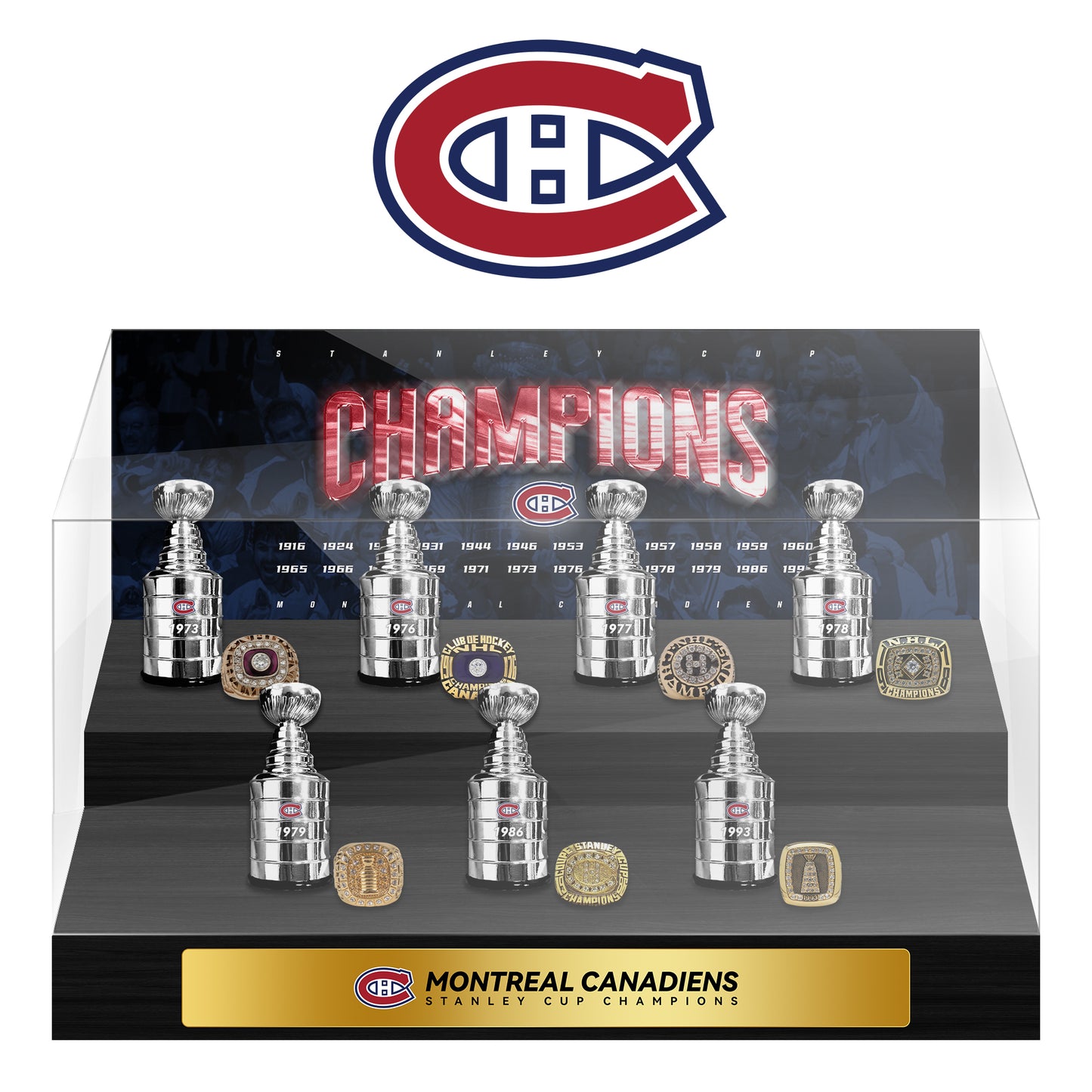 Montreal Canadiens  NHL Trophy And Ring Display Case