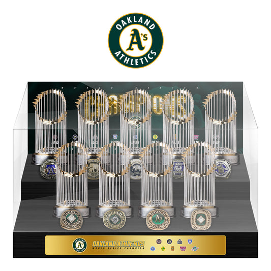 Oakland Athletics MLB World Series Championship Trophy And Ring Display Case