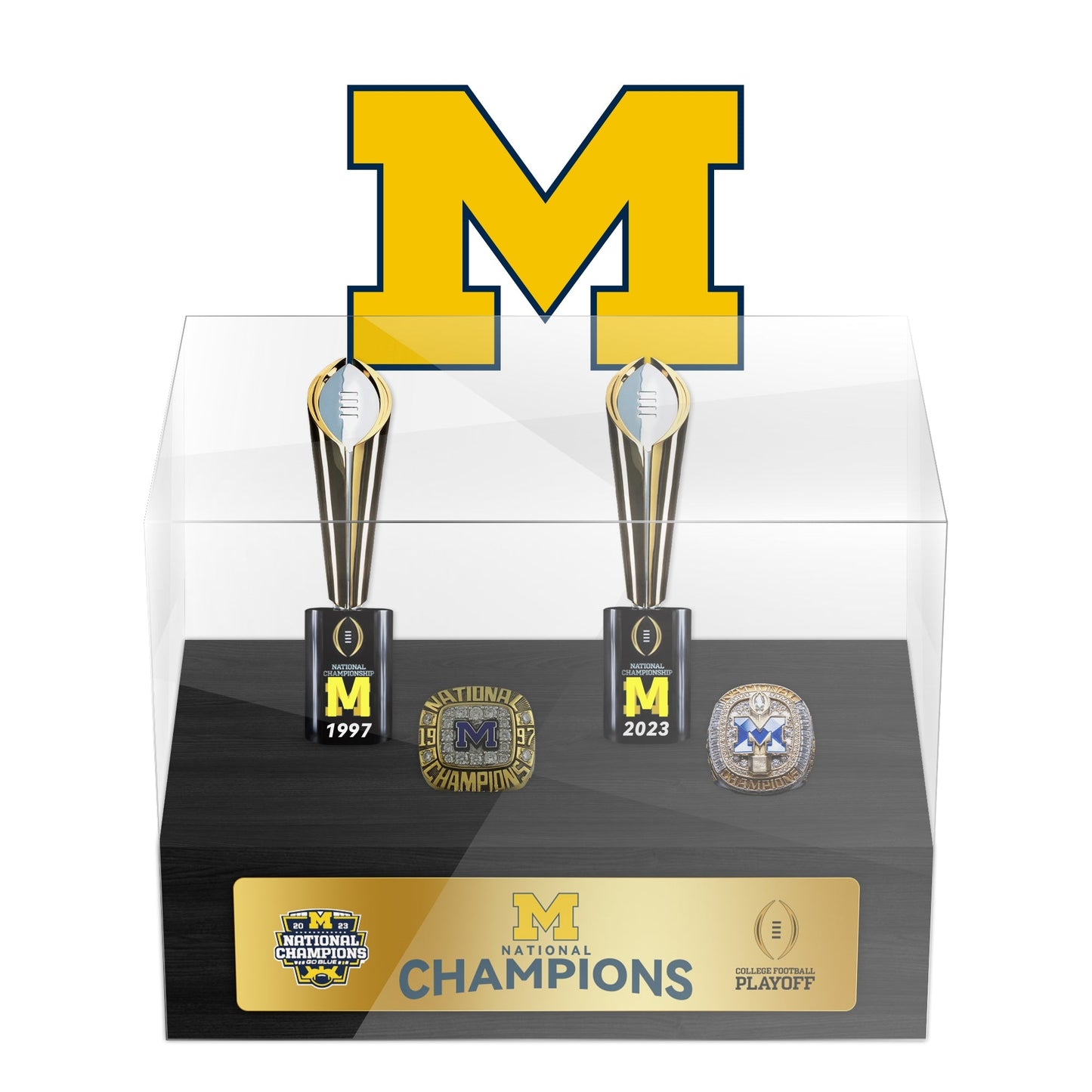 [2+2]Wolverines Go Blue National Championship Trophy Ring Display Case