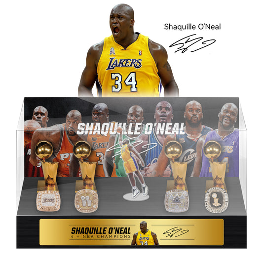 Shaquille O'Neal NBA Championship Trophy And  Rings Display Case