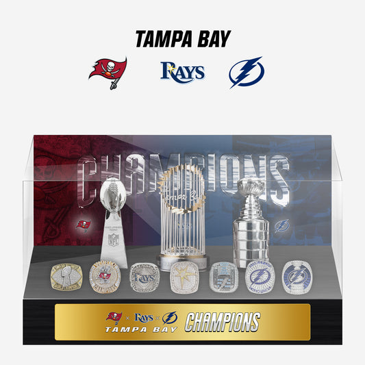 Tampa Bay Championship Trophy and Rings Display Case