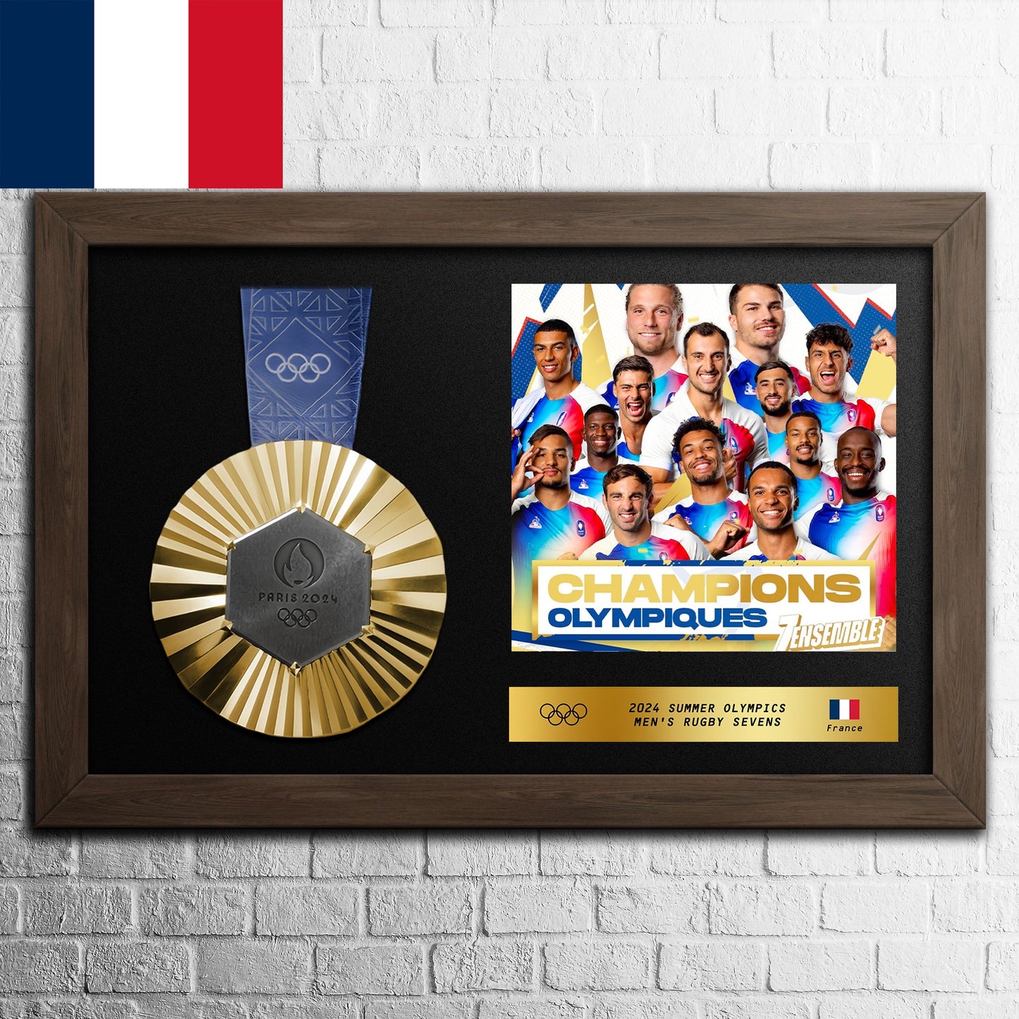 [France]2024 Olympic Gold Medal With Big Frame–Men's Rugby Sevens Tournament