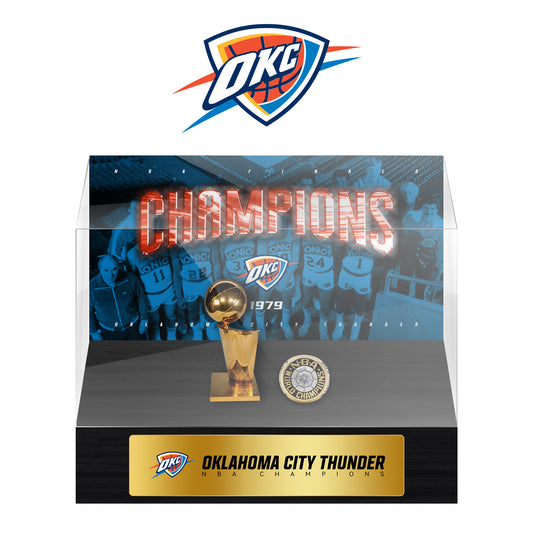 Thunder NBA Trophy And Ring Display Case SET