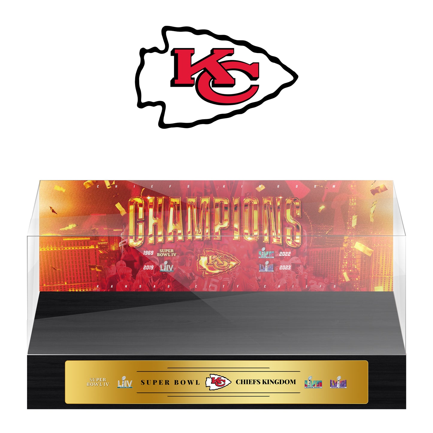 Kansas City Chiefs Super Bowl Championship Trophy Ring Display Case- Official Edition