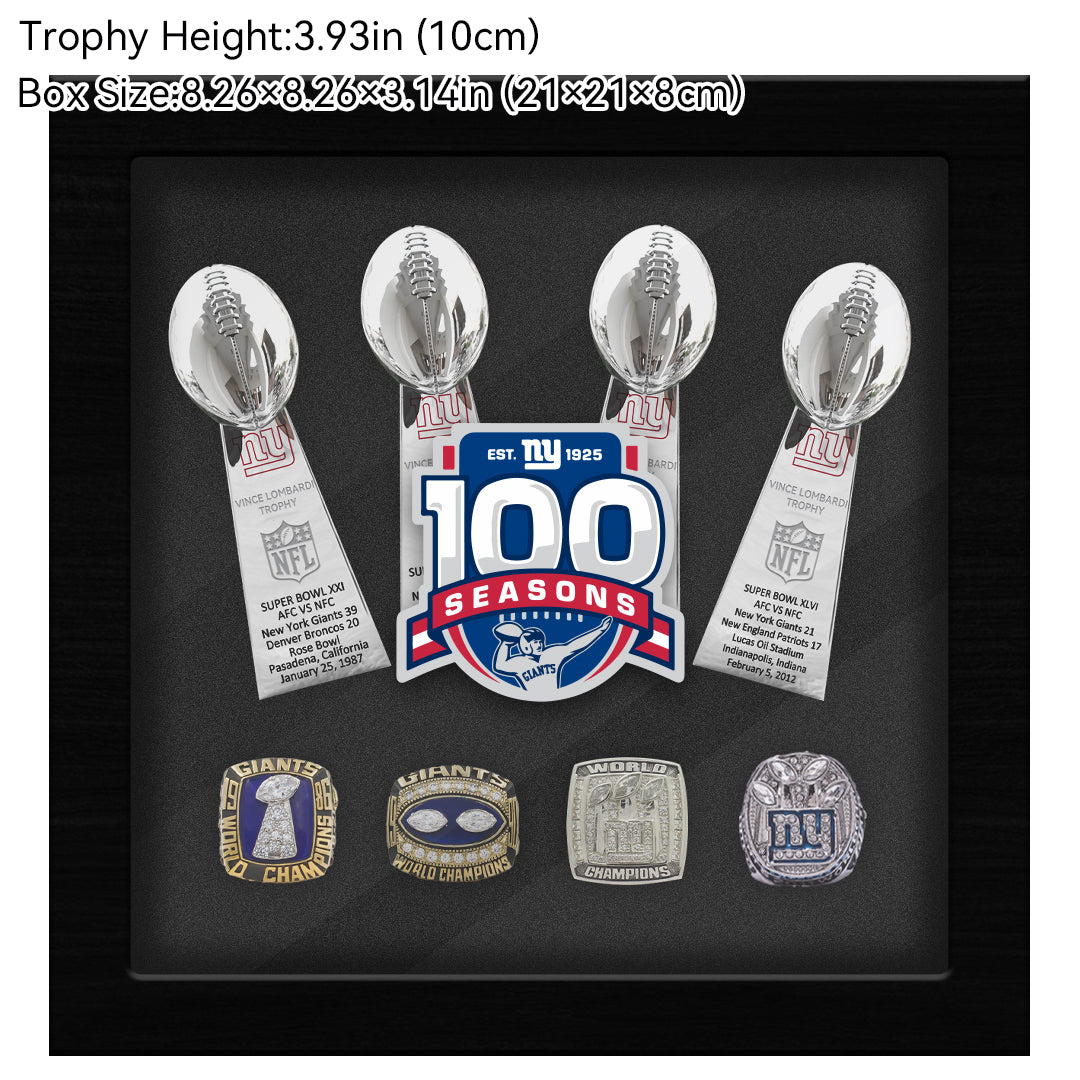 [NEW YORK GIANTS]4 Trophys and 4 Rings  Box