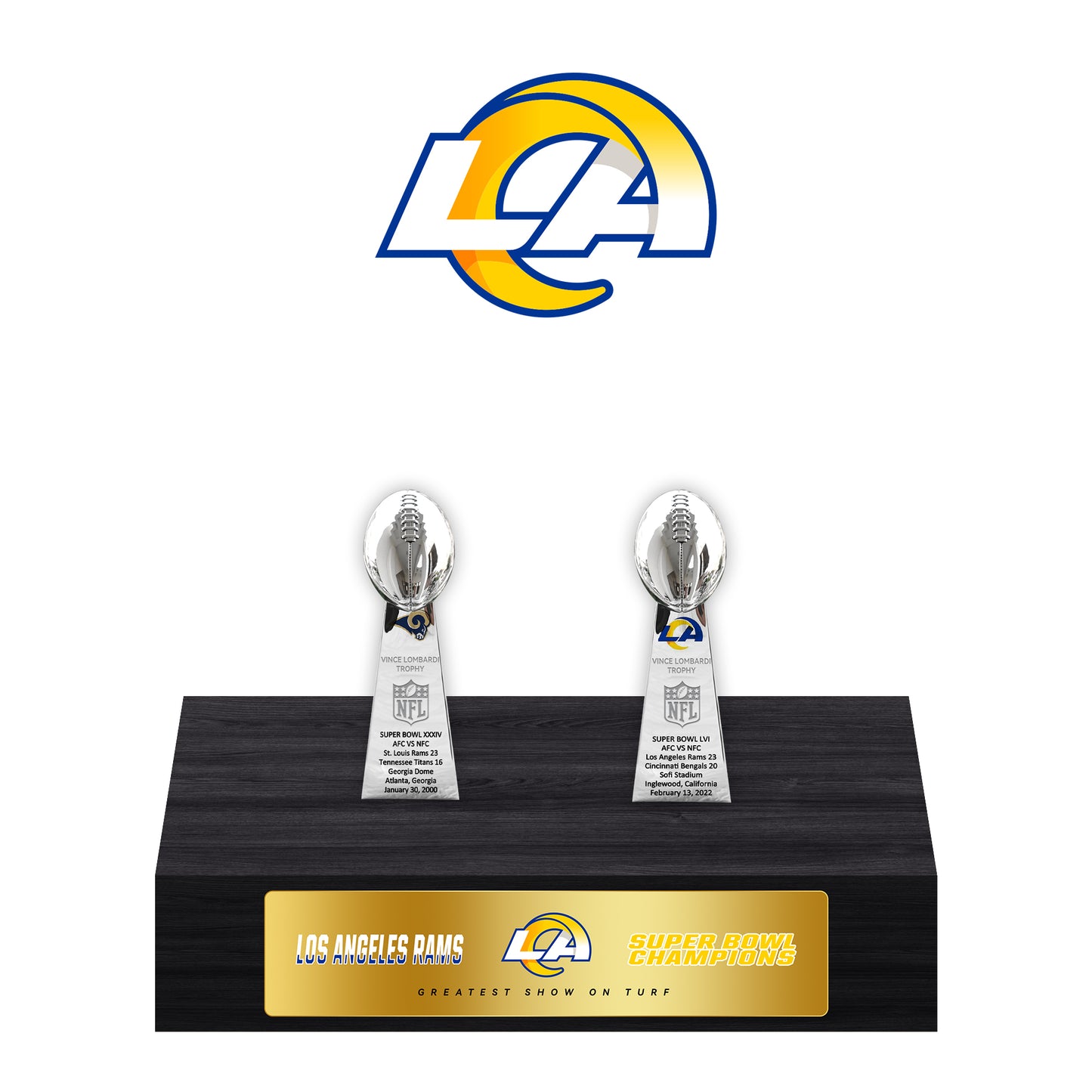 Los Angeles Rams Super Bowl Championship Trophy Ring Display Case