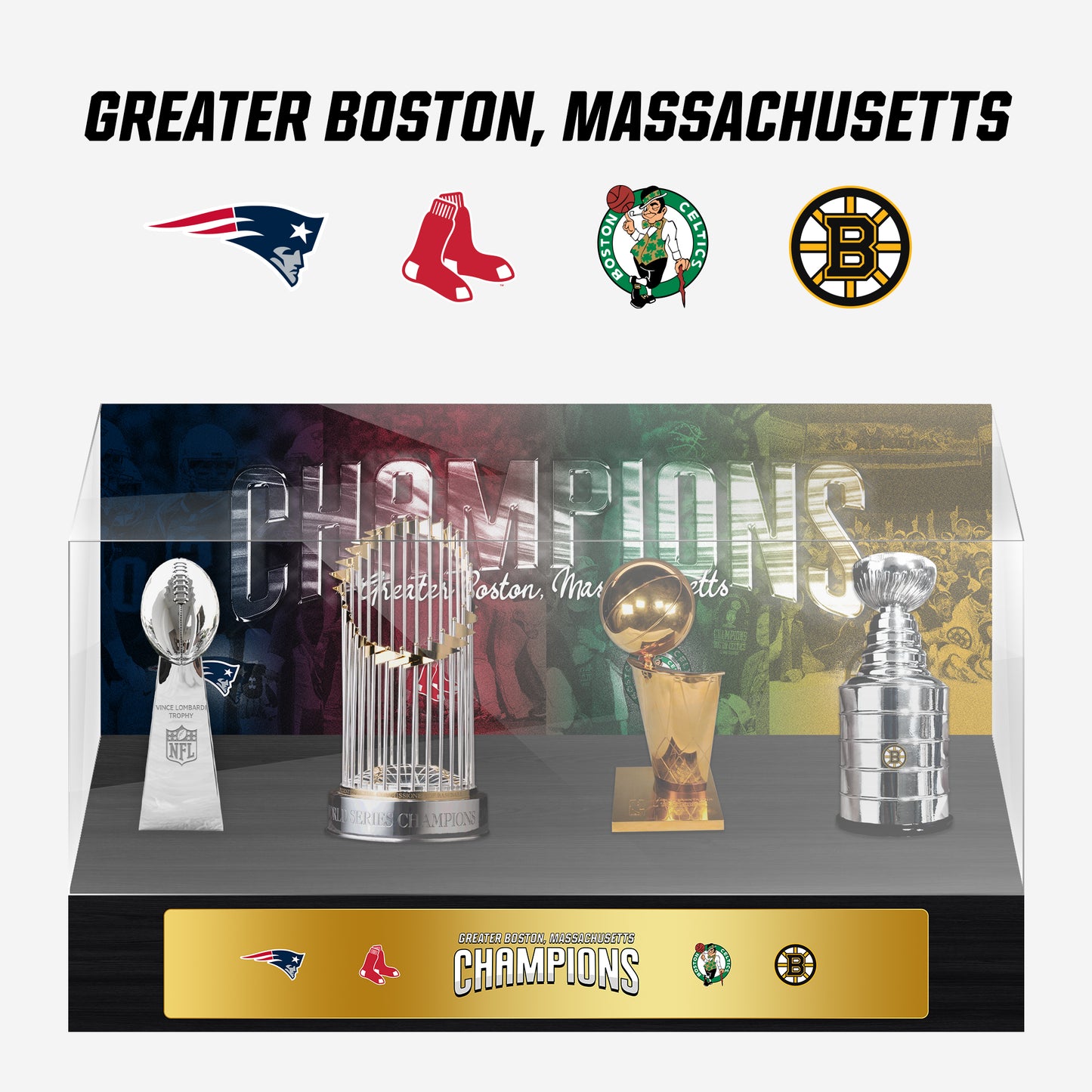 Greater Boston Championship Trophy and Rings Display Case