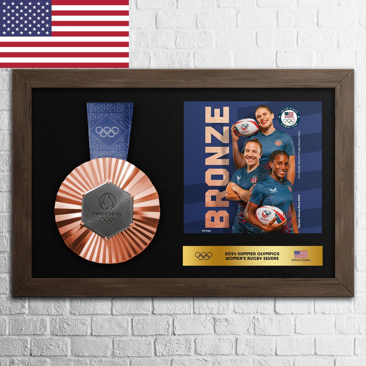 [USA]2024 Paris Olympic Bronze Medal Frame -Women's Rugby Sevens