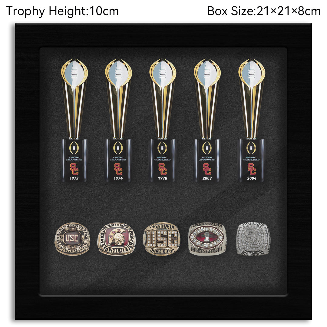 Southern California USC Trojans CFP National Championship NCAA Trophy&Ring Box 5+5